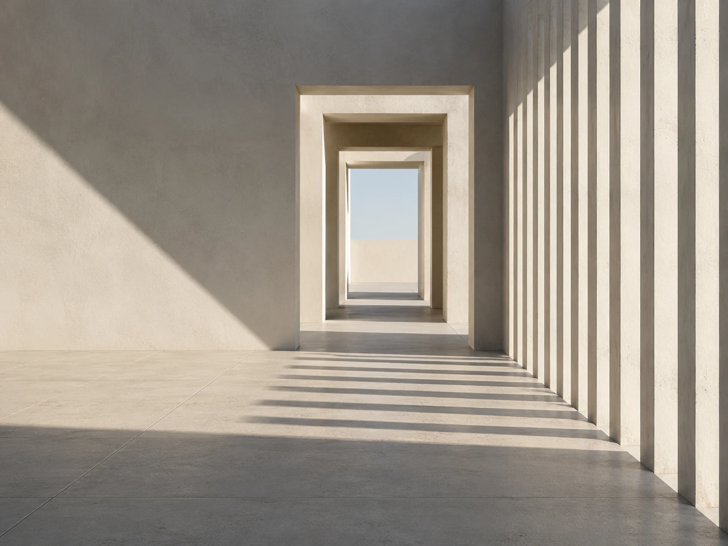 A clear route through a minimalist concrete environment